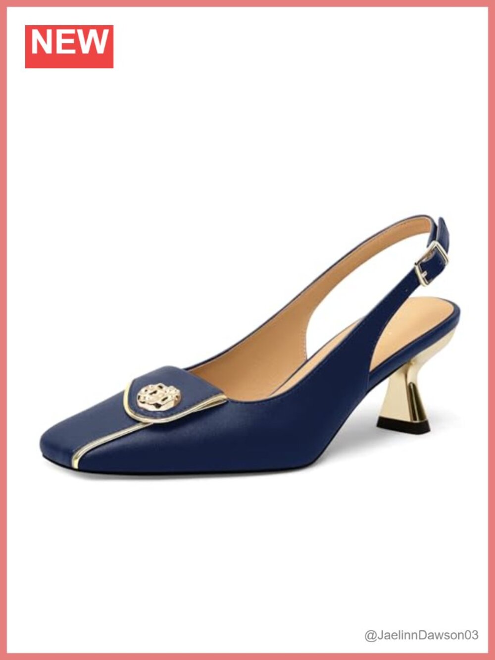Women's Kitten Heels Slingback Square Toe Low Heel Pumps Closed Toe Matte Slip